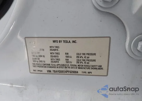 2023 Tesla Model Y Awd/Long Range Dual Motor All-Wheel Drive from USA, damaged, VIN 7SAYGDEE4PF620004